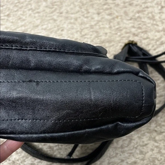 Stone & Co. Black Faux Leather Crossbody Shoulder Bag with Gold Hardware - Picture 8 of 11